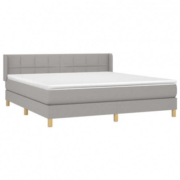 Cadre de lit avec matelas Gris clair 160x200cm Tissu