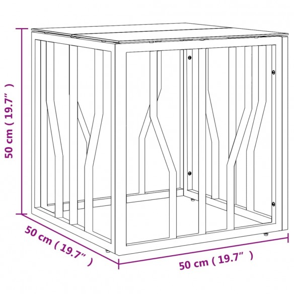 Table basse doré 50x50x50 cm acier inoxydable et verre