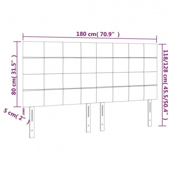 Tête de lit à LED Gris foncé 180x5x118/128 cm Tissu