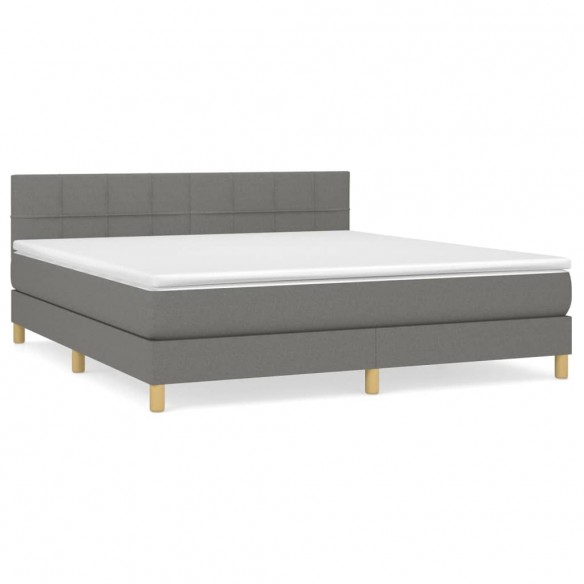 Cadre de lit avec matelas Gris foncé 180x200cm Tissu