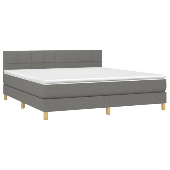 Cadre de lit avec matelas Gris foncé 180x200cm Tissu