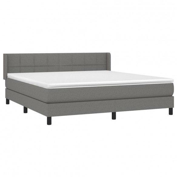 Cadre de lit avec matelas Gris foncé 180x200cm Tissu