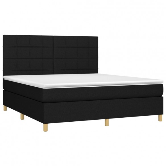 Cadre de lit et matelas et LED Noir 180x200 cm Tissu