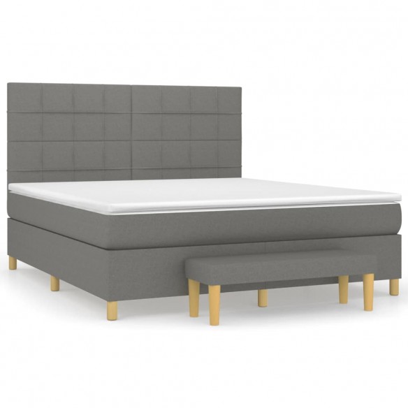 Cadre de lit avec matelas Gris foncé 180x200cm Tissu