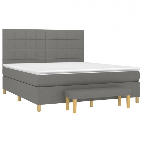 Cadre de lit avec matelas Gris foncé 180x200cm Tissu