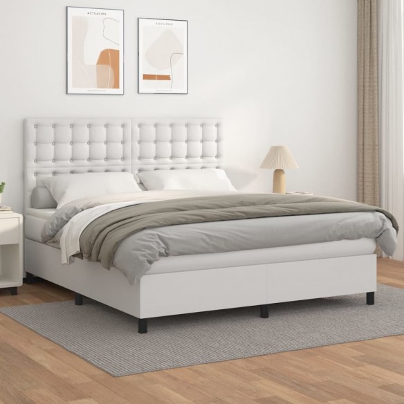 Cadre de lit avec matelas Blanc 180x200cm Similicuir