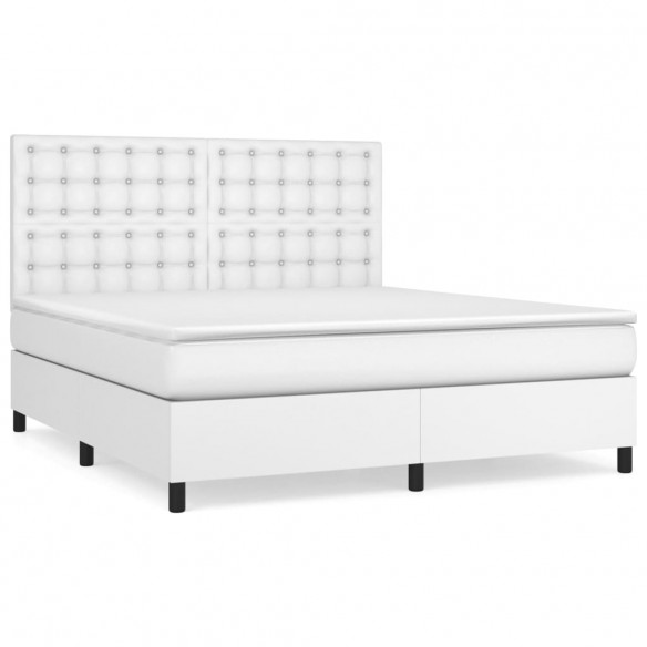 Cadre de lit avec matelas Blanc 180x200cm Similicuir