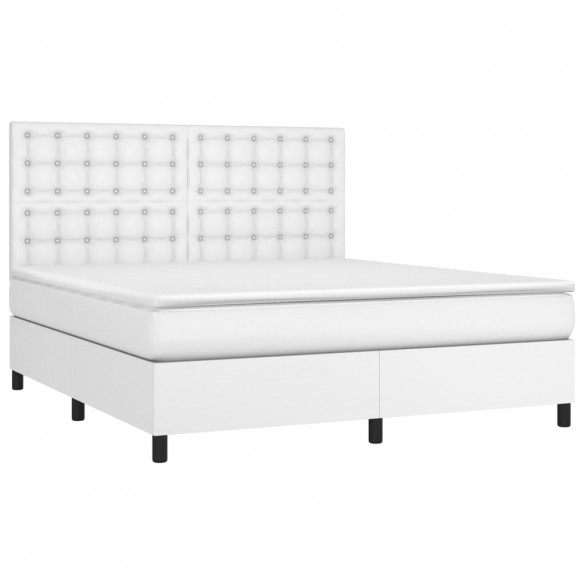 Cadre de lit avec matelas Blanc 180x200cm Similicuir