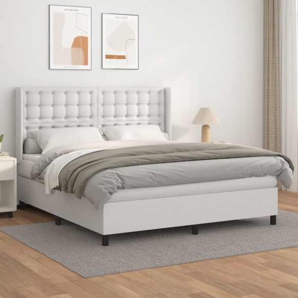 Cadre de lit avec matelas Blanc 180x200cm Similicuir