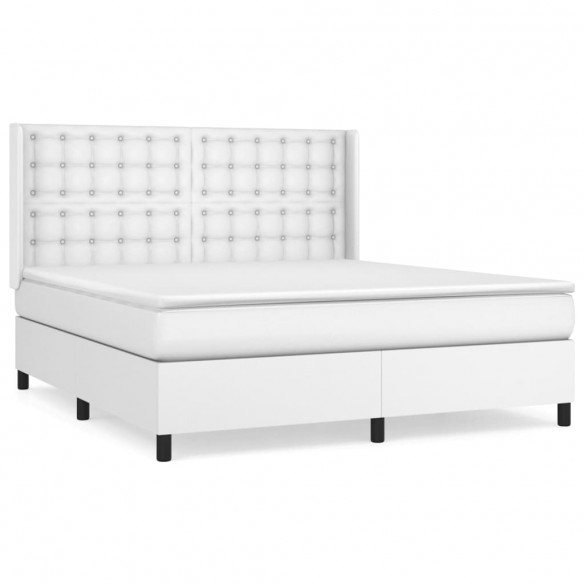 Cadre de lit avec matelas Blanc 180x200cm Similicuir