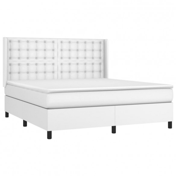 Cadre de lit avec matelas Blanc 180x200cm Similicuir