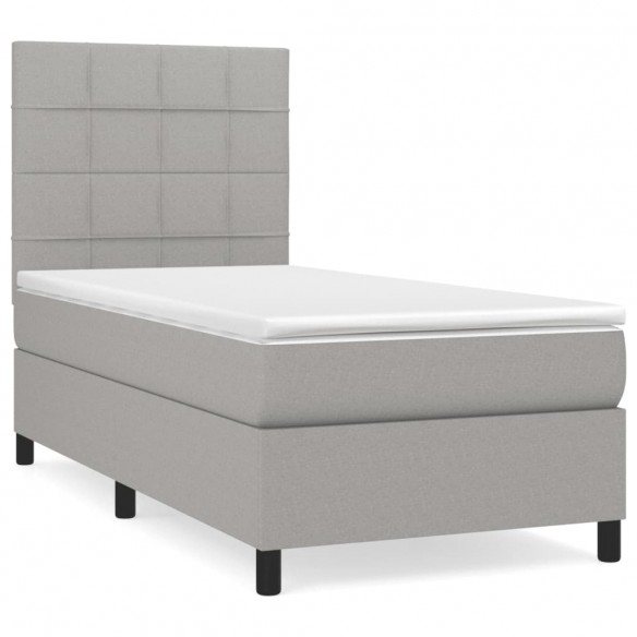 Cadre de lit et matelas Gris clair 90x190 cm Tissu