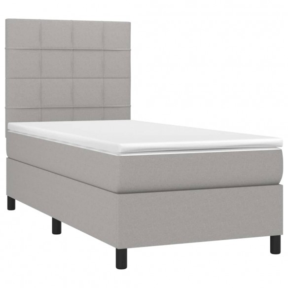 Cadre de lit et matelas Gris clair 90x190 cm Tissu