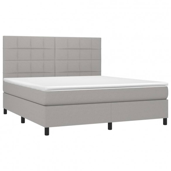 Cadre de lit et matelas et LED Gris clair 160x200 cm