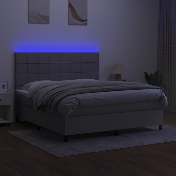 Cadre de lit et matelas et LED Gris clair 160x200 cm