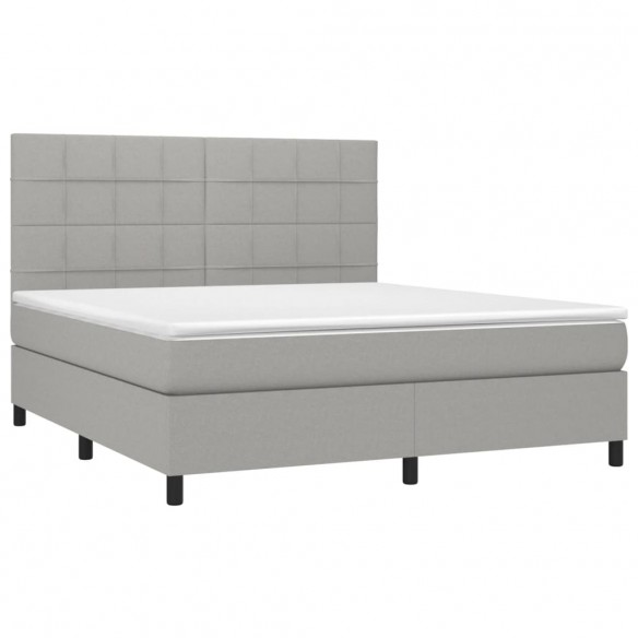 Cadre de lit et matelas et LED Gris clair 180x200 cm