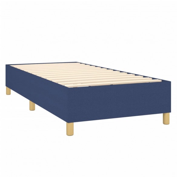 Cadre de lit et matelas et LED Bleu 90x200 cm Tissu