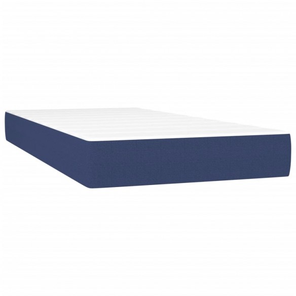 Cadre de lit et matelas et LED Bleu 90x200 cm Tissu