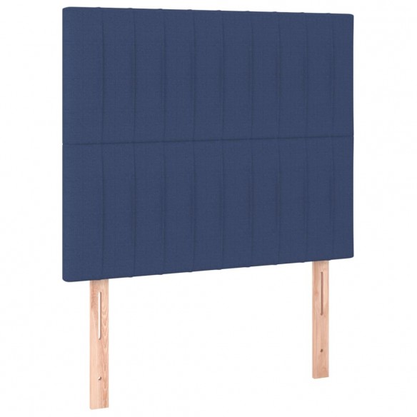 Cadre de lit et matelas et LED Bleu 90x200 cm Tissu