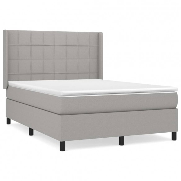 Cadre de lit avec matelas Gris clair 140x200cm Tissu