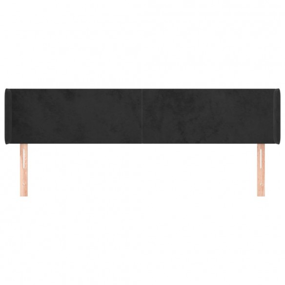 Tête de lit avec oreilles Noir 203x16x78/88 cm Velours