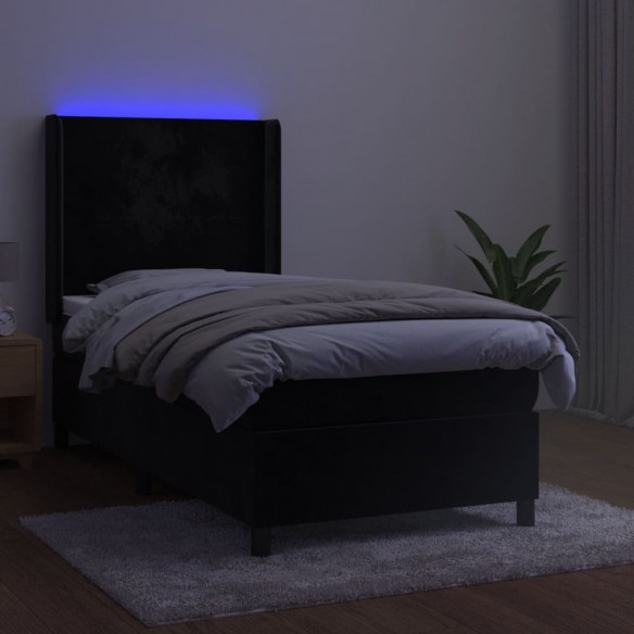 Cadre de lit matelas et LED Noir 100x200 cm Velours