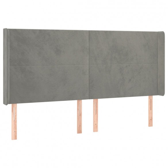 Tête de lit avec oreilles Gris clair 203x16x118/128 cm Velours