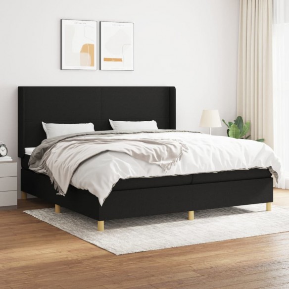 Cadre de lit avec matelas Noir 200x200 cm Tissu