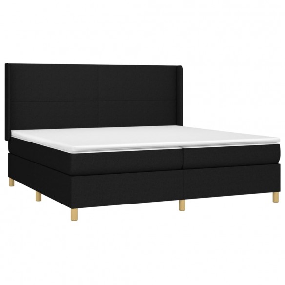 Cadre de lit matelas et LED Noir 200x200 cm Tissu