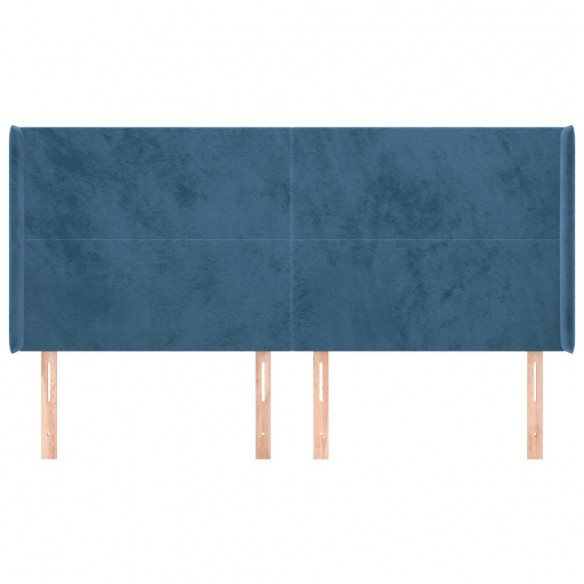 Tête de lit avec oreilles Bleu foncé 203x16x118/128 cm Velours