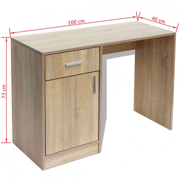 Bureau avec tiroir et placard 100 x 40 x 73 cm Chêne