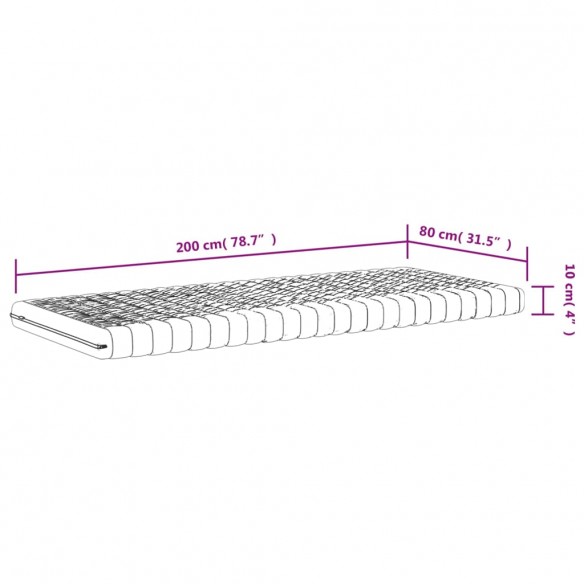 Matelas en mousse blanc 80x200 cm 7 zones dureté 20 ILD