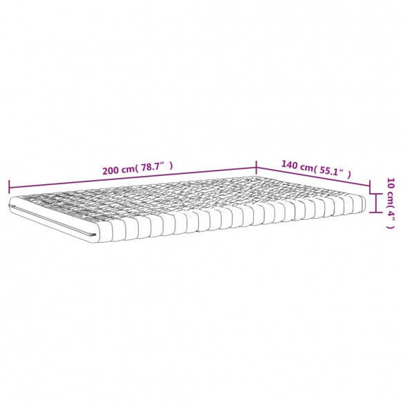 Matelas en mousse blanc 140x200 cm 7 zones dureté 20 ILD