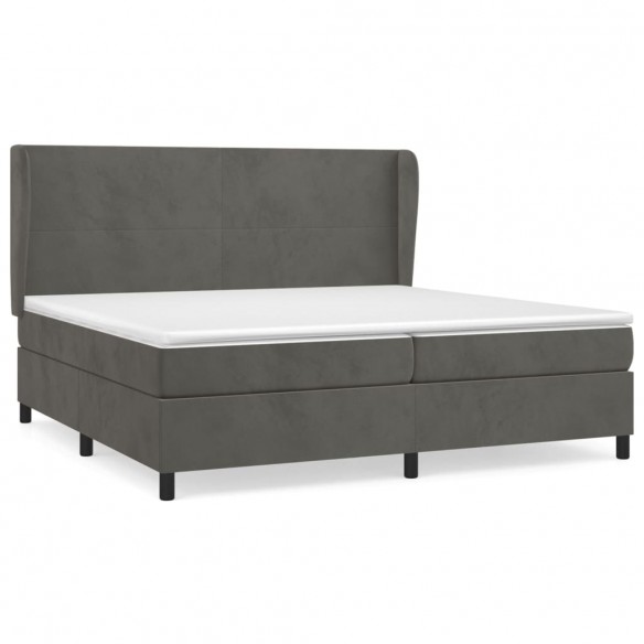 Cadre de lit et matelas Gris foncé 200x200cm Velours