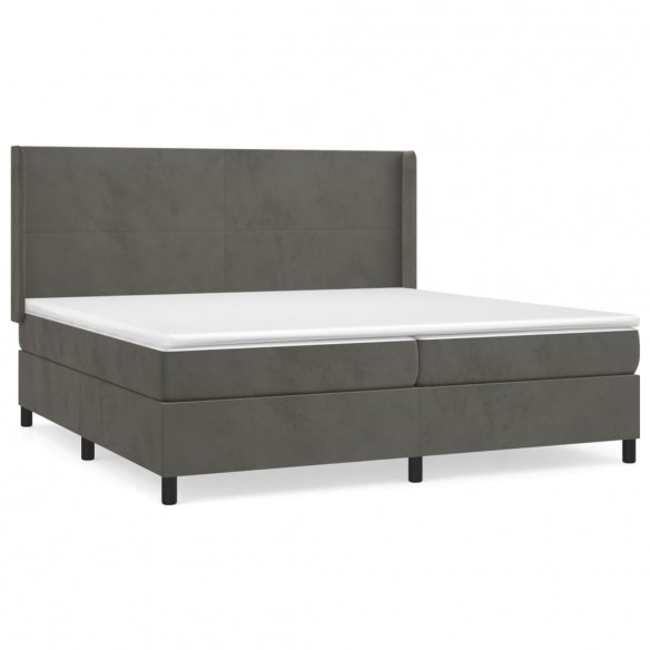 Cadre de lit et matelas Gris foncé 200x200cm Velours