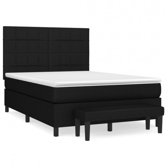 Cadre de lit avec matelas Noir 140x190 cm Tissu