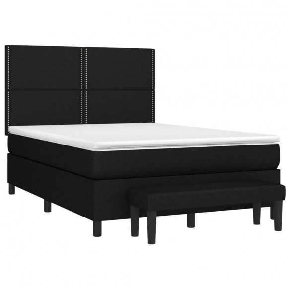 Cadre de lit avec matelas Noir 140x190 cm Tissu