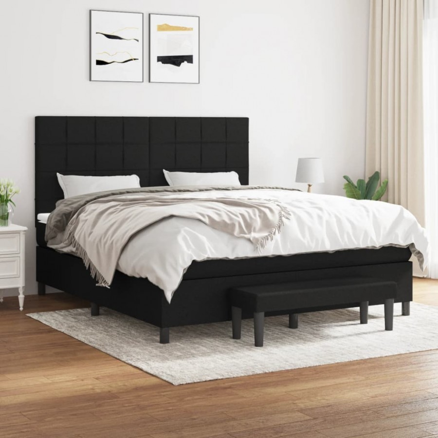 Cadre de lit avec matelas Noir 180x200 cm Tissu