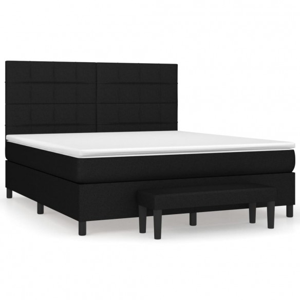 Cadre de lit avec matelas Noir 180x200 cm Tissu