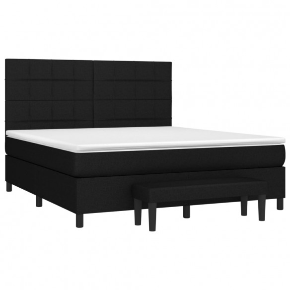 Cadre de lit avec matelas Noir 180x200 cm Tissu