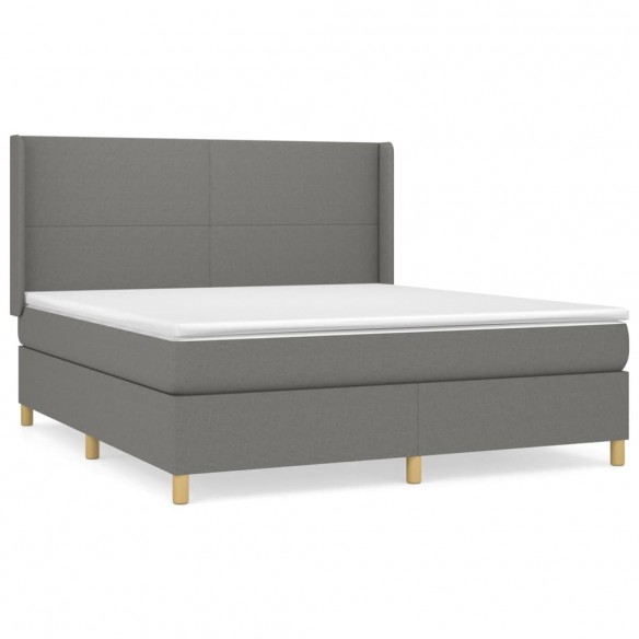 Cadre de lit avec matelas Gris foncé 180x200cm Tissu