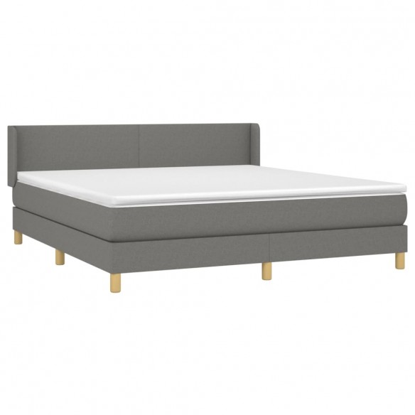 Cadre de lit avec matelas Gris foncé 180x200cm Tissu