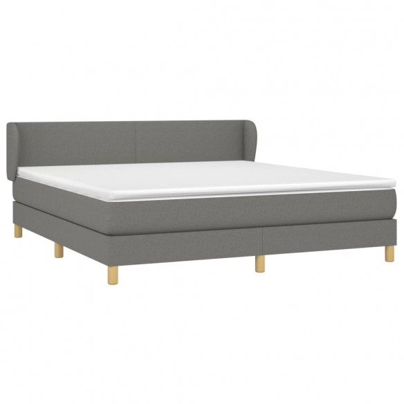 Cadre de lit avec matelas Gris foncé 180x200cm Tissu