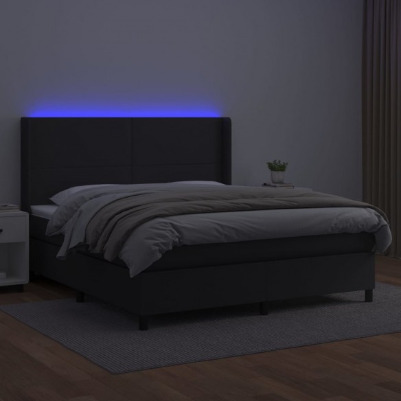 Cadre de lit matelas LED Noir 180x200cm Similicuir