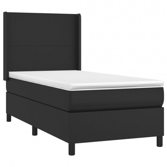 Cadre de lit matelas LED Noir 90x190 cm Similicuir