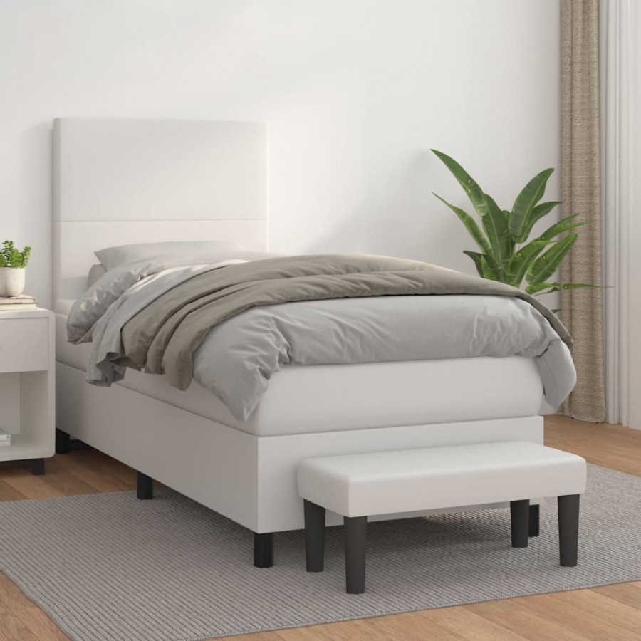 Cadre de lit avec matelas Blanc 90x200 cm Similicuir