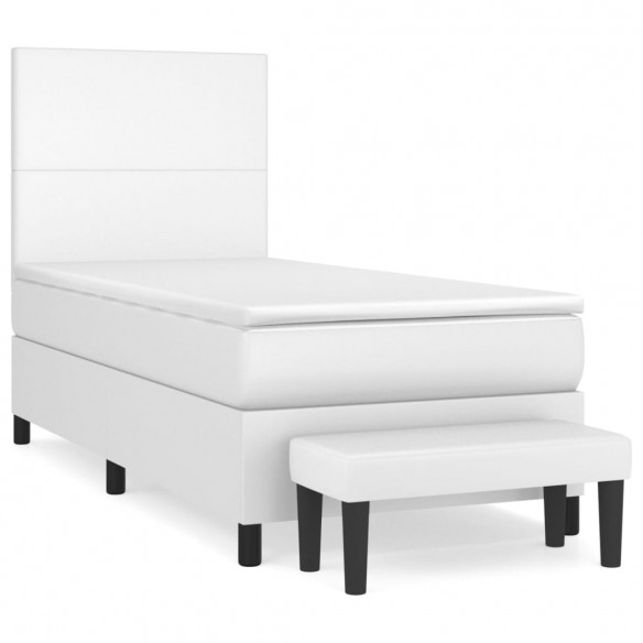 Cadre de lit avec matelas Blanc 90x200 cm Similicuir