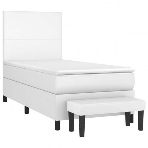 Cadre de lit avec matelas Blanc 90x200 cm Similicuir