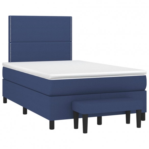 Cadre de lit avec matelas Bleu 120x200 cm Tissu