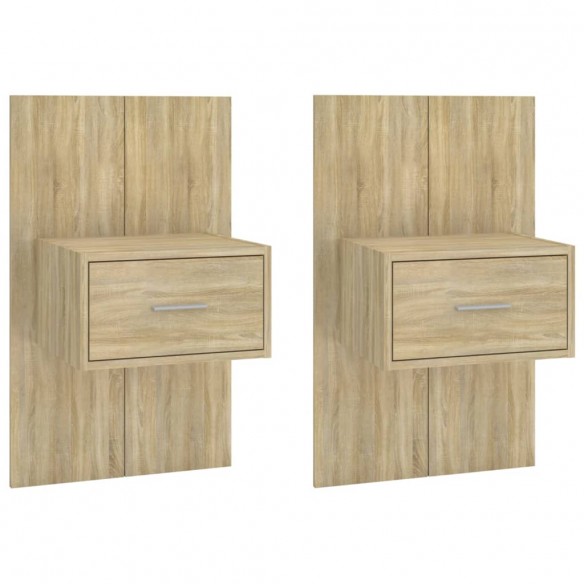 Tables de chevet murales 2 pcs Chêne sonoma